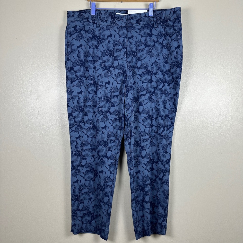 Liz Claiborne Women's 14 Emma Slim Leg Ankle Pants Indigo Floral Slimming NEW
